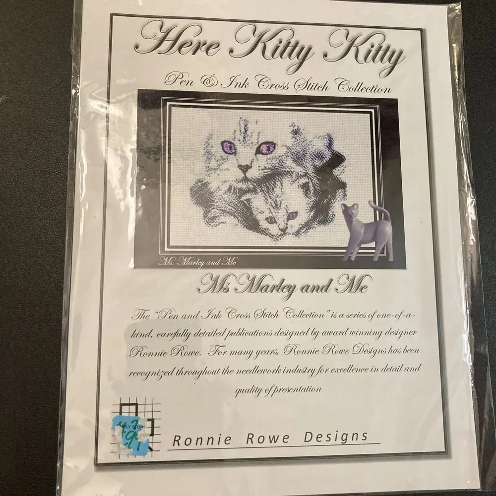 Ronnie Rowe Cross Stitch Cat Designs‎ Ms Marley Pen & Ink NEW Pattern Sealed